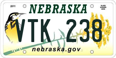 NE license plate VTK238