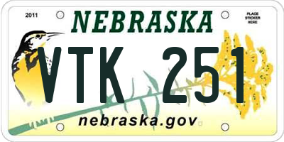 NE license plate VTK251