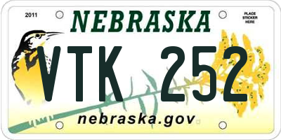NE license plate VTK252