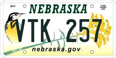 NE license plate VTK257
