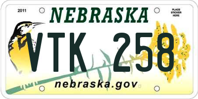 NE license plate VTK258
