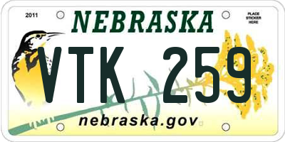 NE license plate VTK259