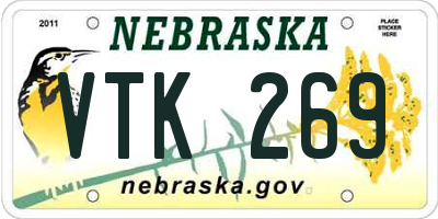 NE license plate VTK269