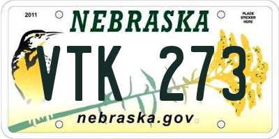 NE license plate VTK273