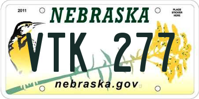 NE license plate VTK277