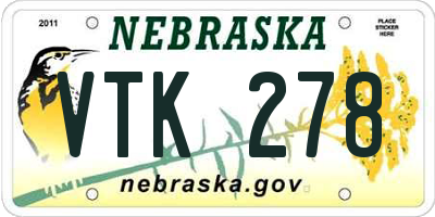 NE license plate VTK278