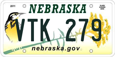 NE license plate VTK279