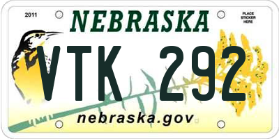 NE license plate VTK292