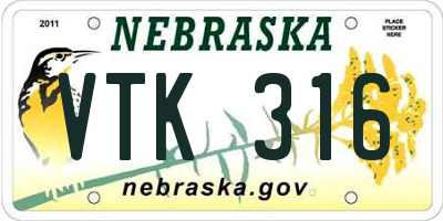 NE license plate VTK316