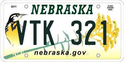 NE license plate VTK321