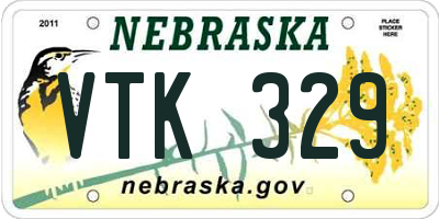 NE license plate VTK329