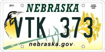 NE license plate VTK373
