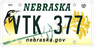 NE license plate VTK377