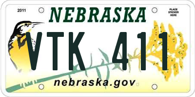 NE license plate VTK411