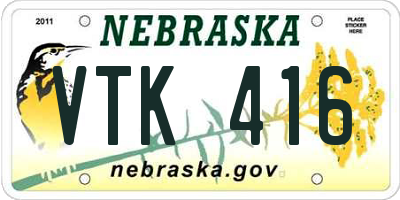NE license plate VTK416