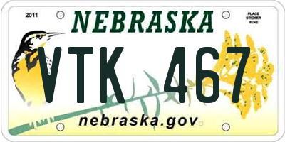 NE license plate VTK467