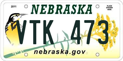 NE license plate VTK473