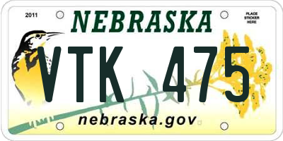 NE license plate VTK475