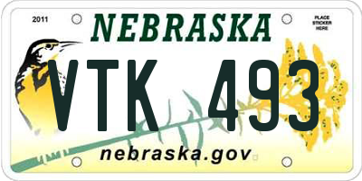 NE license plate VTK493