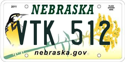 NE license plate VTK512