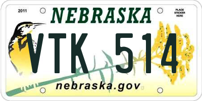 NE license plate VTK514