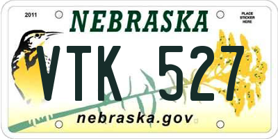 NE license plate VTK527
