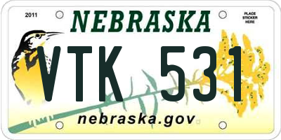 NE license plate VTK531