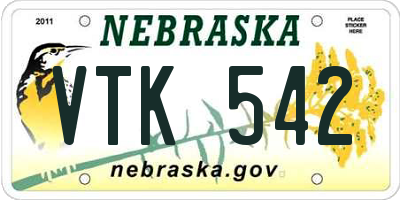 NE license plate VTK542