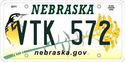 NE license plate VTK572
