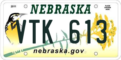 NE license plate VTK613