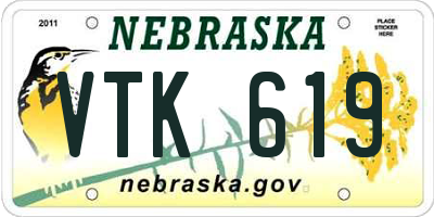 NE license plate VTK619