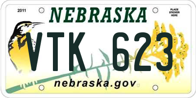 NE license plate VTK623