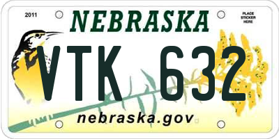NE license plate VTK632