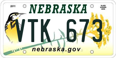 NE license plate VTK673