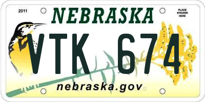 NE license plate VTK674