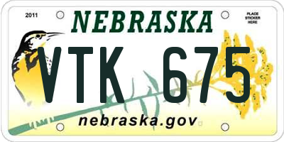 NE license plate VTK675