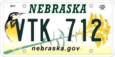 NE license plate VTK712