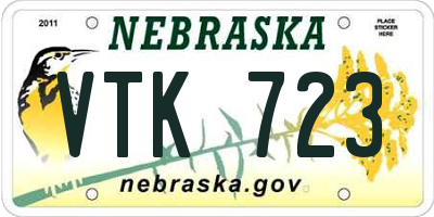 NE license plate VTK723