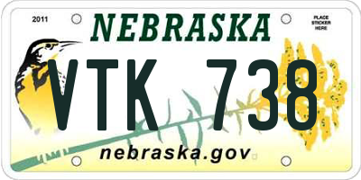 NE license plate VTK738