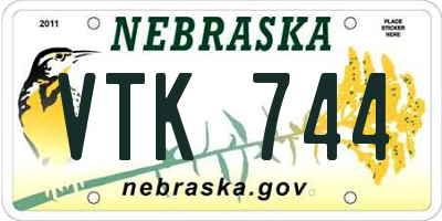 NE license plate VTK744