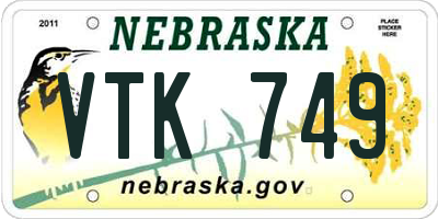 NE license plate VTK749