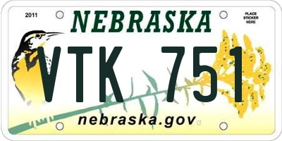 NE license plate VTK751