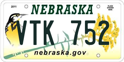 NE license plate VTK752