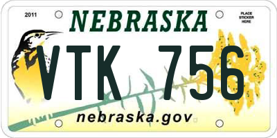NE license plate VTK756