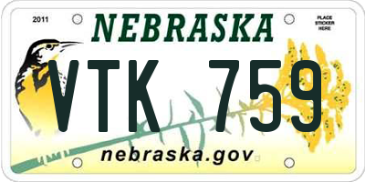 NE license plate VTK759