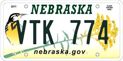 NE license plate VTK774