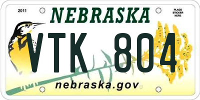 NE license plate VTK804