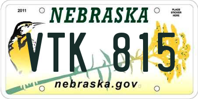 NE license plate VTK815