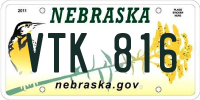 NE license plate VTK816
