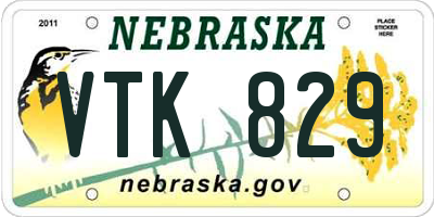NE license plate VTK829